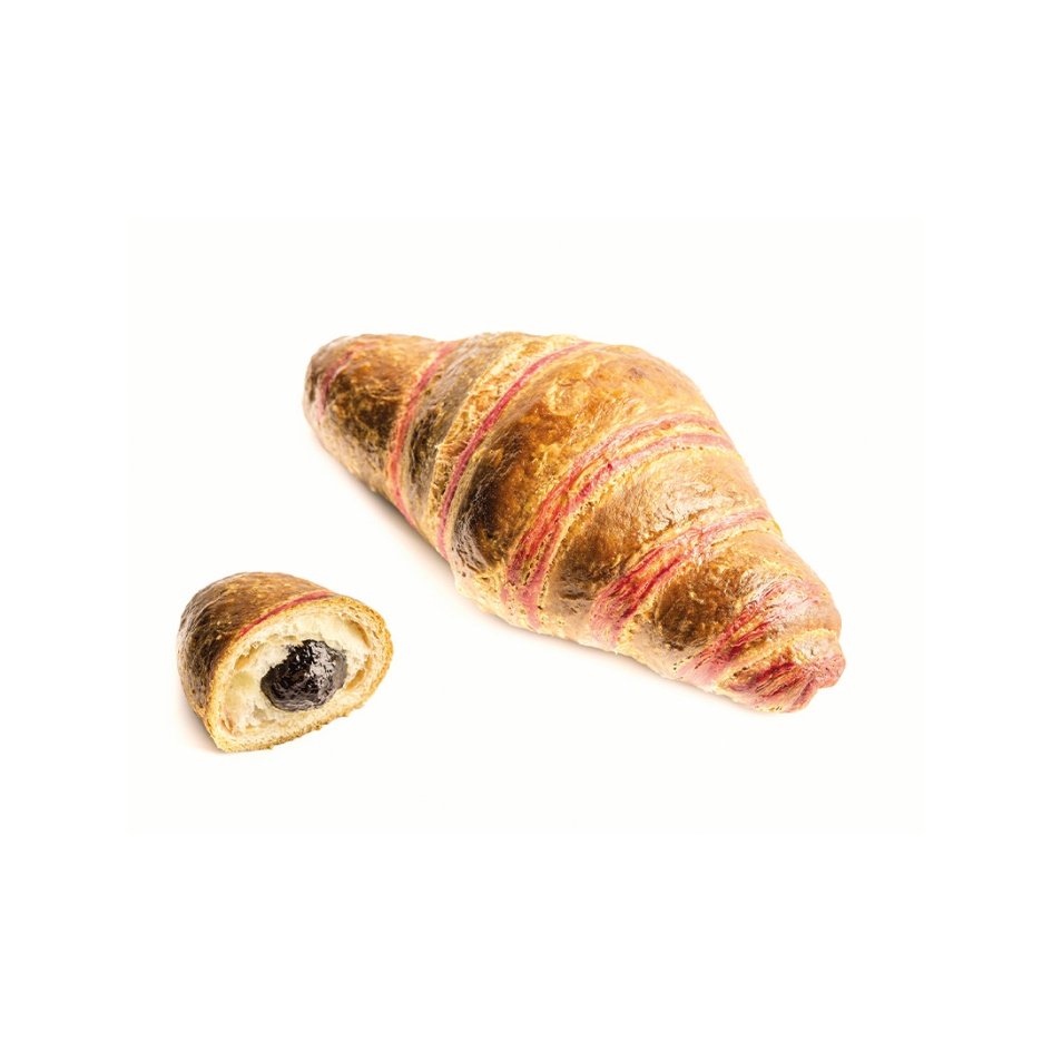 Croissant drept bicolor cu fructe de pădure